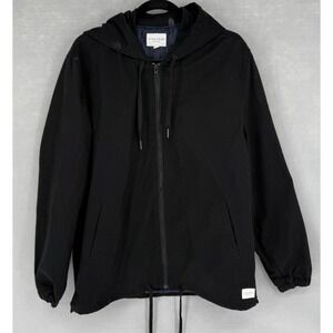 Five Four Jacket Mens Large Black Hooded‎ Full Zip Windbreaker Lined Lightweight